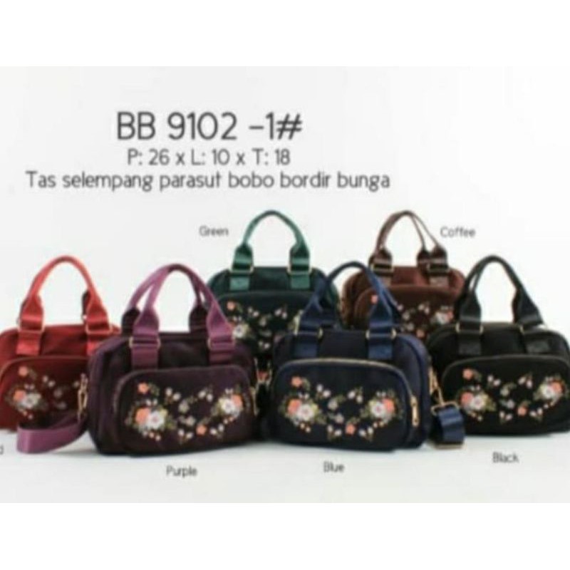 TAS SELEMPANG BOBO 9102-1 BOBO SELEMPANG ORI TAS WANITA BOBO BORDIR BUNGA