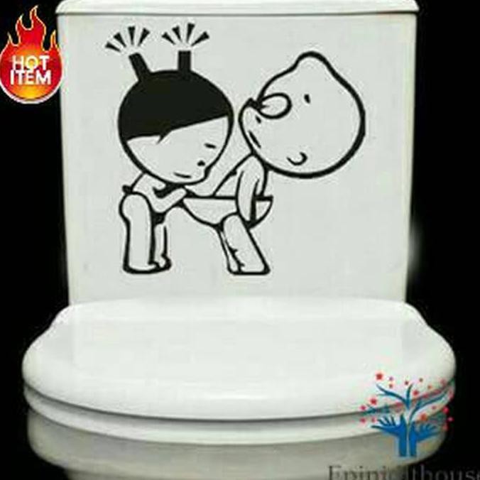 Stiker Dekorasi Toilet/Kamar Mandi Closet Lucu Unik Motif Anak Kecil