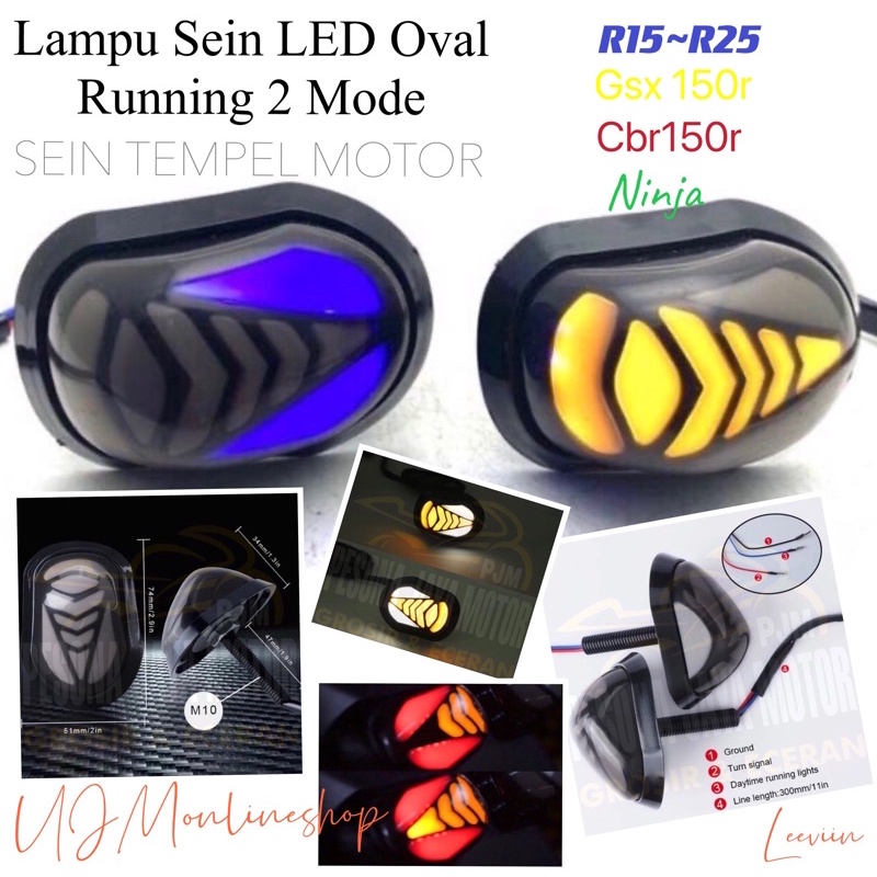 Sein Tempel Lampu Sen Tempel Led Oval Running Model Mouse Universal Buat R15 v3/Cbr150r/Gsx150/Cbr lokal/Cbr thailand/Ninja 250