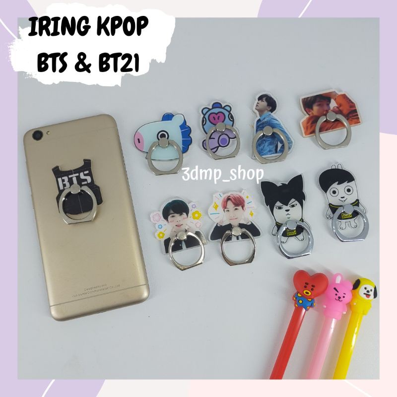 Iring BTS BT21 KPOP Popsocket Holder Hp Mang Jhope Jin Jungkook Suga Rapmonster RM Kpop Seokjin