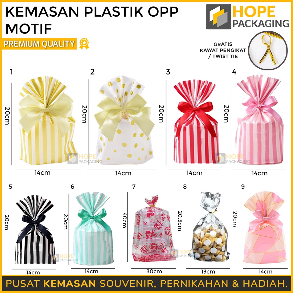 (5 PCS) Kemasan plastik opp motif Snack Line Garis 25 x 15 x 6 cm Plastik Cookies Makanan Lucu