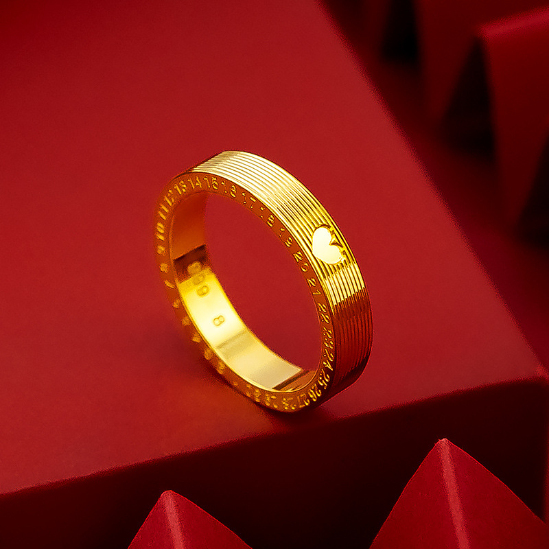 Cincin Bentuk Hati Bahan Lapis Emas Ukuran 520 Untuk Pasangan