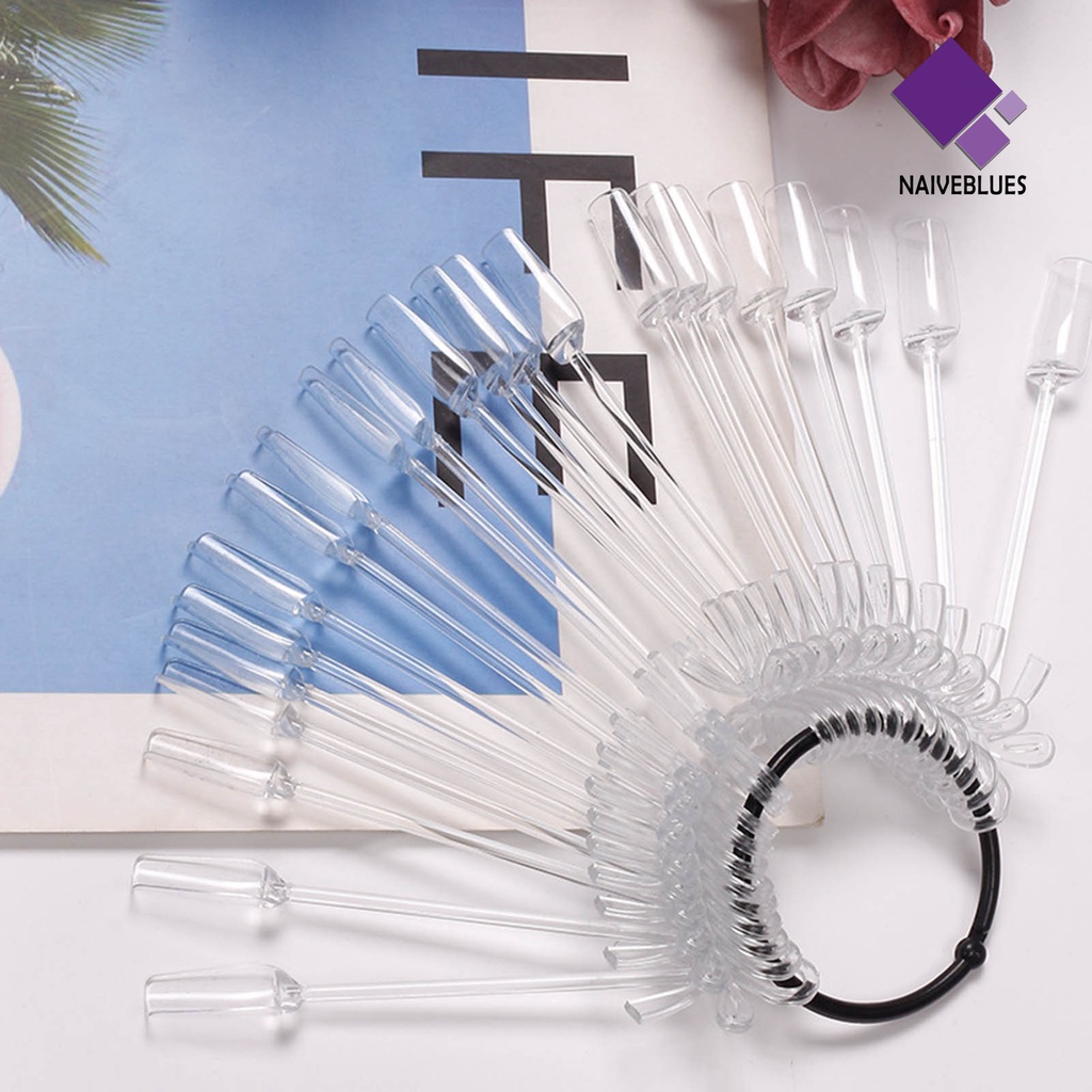 Naiveblue &gt; 24Pcs / Set Kartu Display Kuku Palsu Bentuk Pita Bahan PP Untuk Nail Art / Manicure DIY