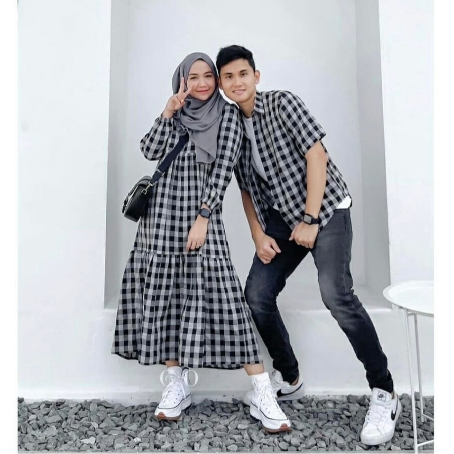 COUPLE MAXI DRESS MARINA couple lebaran sarimbit 2022 keluarga muslim couple lebaran ramadhan 2022 n