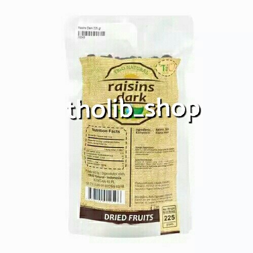 

trio natural raisin raisins dark dried fruits 225gr