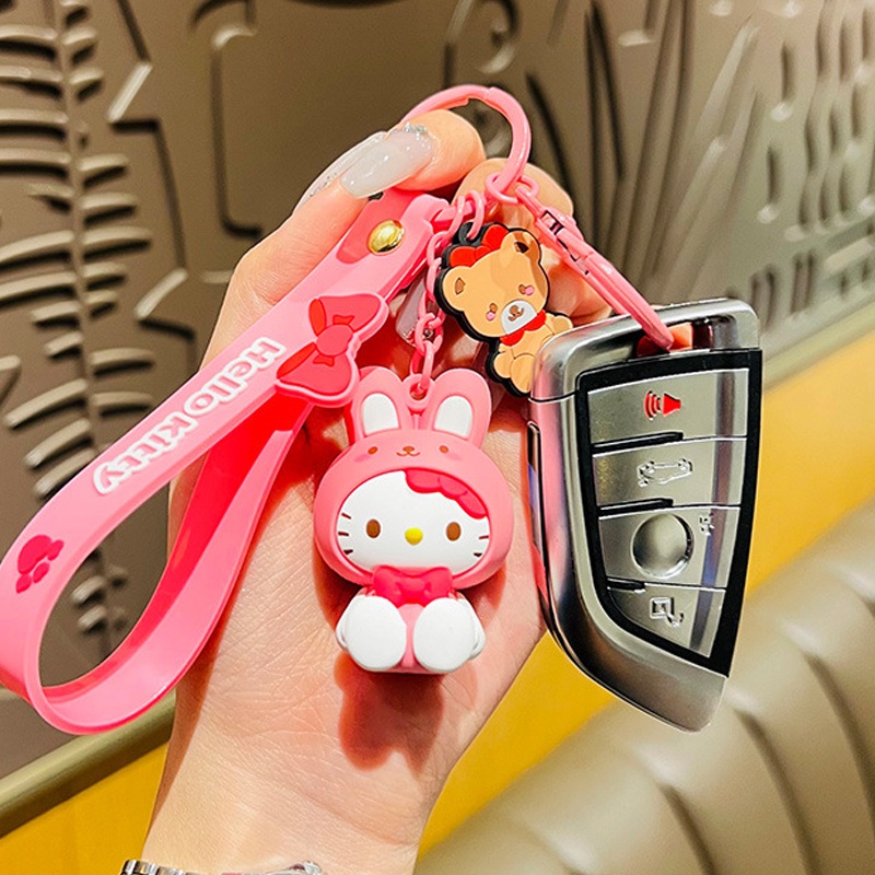 Gantungan Kunci Bentuk Kartun Cinnamon Melody Kuromi Hello Kitty Bahan Resin