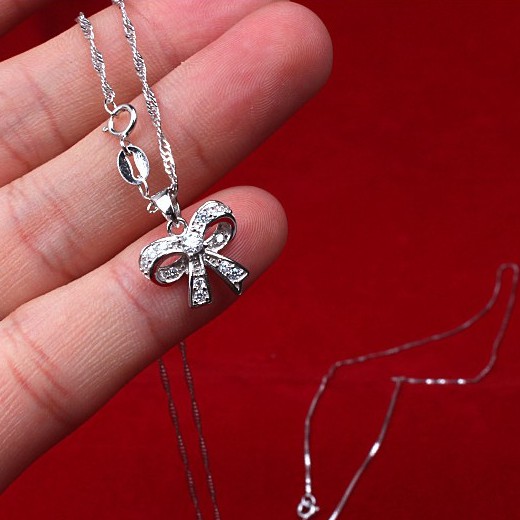 [ SALE / OBRAL ] Kalung Perak / Necklace 925 Sterling Silver Wanita Cewek Korea Pita Cocok Hadiah KS037