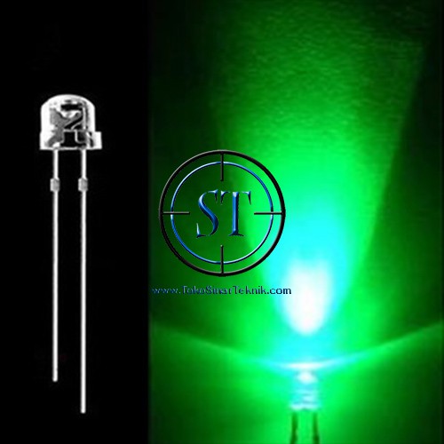 10 PCS STRAW HAT LED Putih = Hijau  Green 5mm Super Bright Camping isi 10 Buah