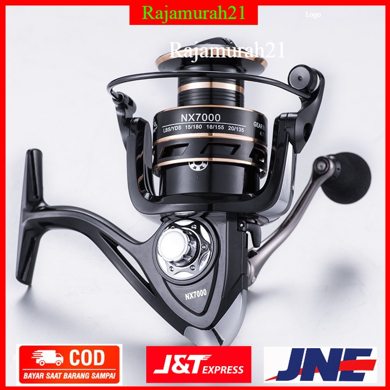 TaffSPORT Gold Sharking NX2000 NX6000  NX4000 Series Metal Reel Pancing Fishing Reel 5.2:1 Gear Ratio - Black