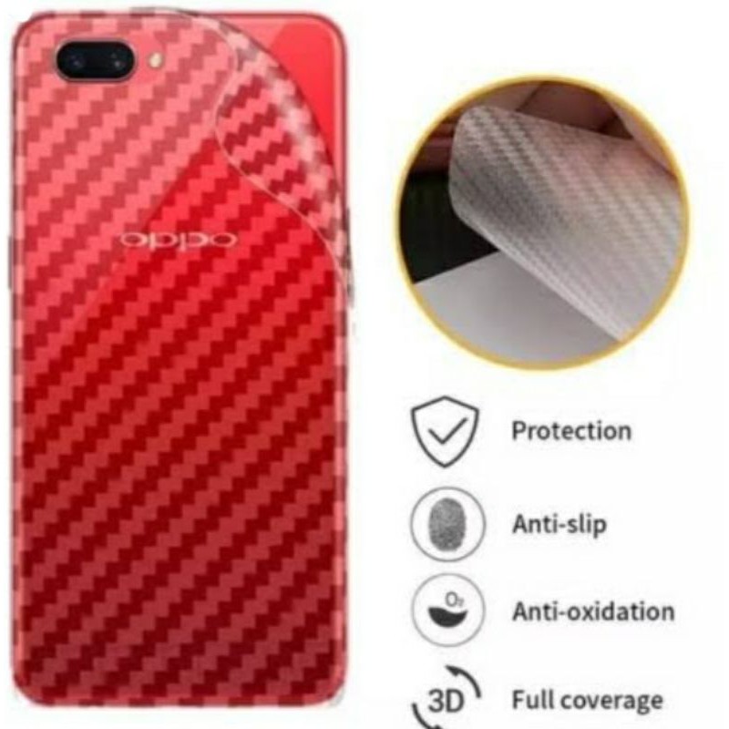 Skin Garskin Carbon Oppo A3S Anti Jamur Belakang Transparan