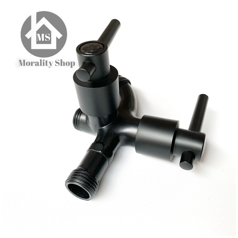 Paket Hemat Set Jet Shower + Kran Cabang Fkt54 / Y30 Hitam Minimalis / Set Shower Toilet Murah