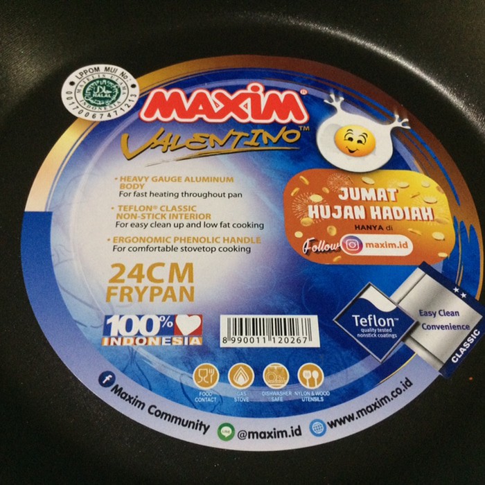 Maxim Valentino Frypan 24cm Wajan Penggorengan Teflon Fry Pan 24 Cm