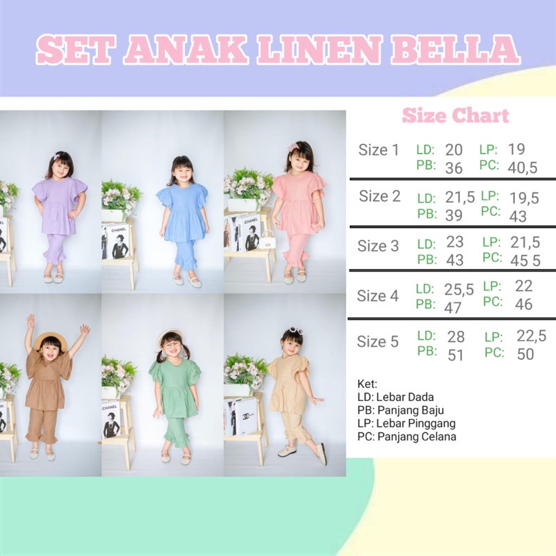 PROMO 7.7 Setelan Anak Linen Smilee Bella Size 1-5Thn / Setelan anak Perempuan Lucu / Setelan anak Perempuan