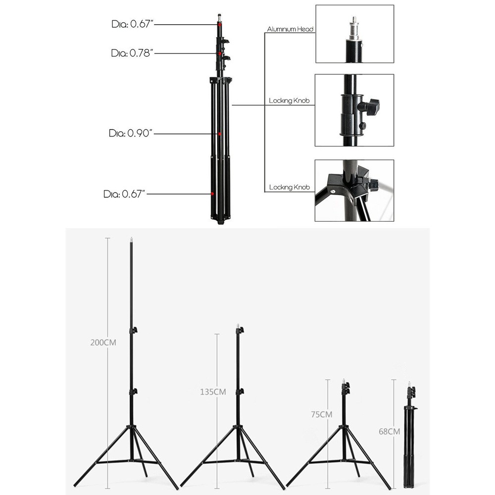 Tripod + Payung Soft Umbrella Fotografi Studio 84cm + Bohlam 45W - P90L - Black