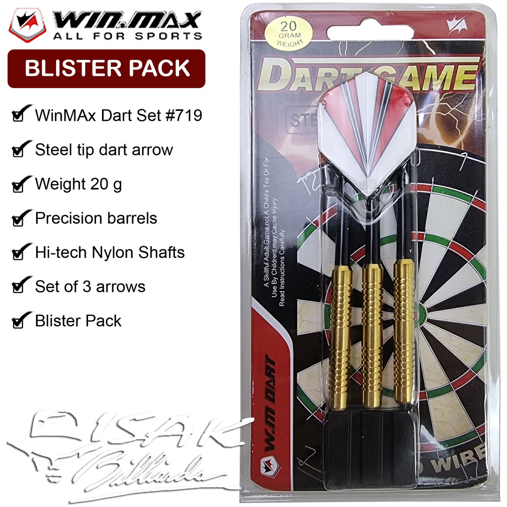 WinMax Steel Tip Dart Arrow - 719 Blister Pack Panah Jarum Papan Darts Steel Tip