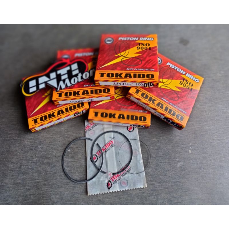 Ring Piston Seker Motor Semua Size Standard 25 50 75 100 Grand Vario Beat Karisma Supra 125 Blade Jup ZR Shogun Fiz os size Std merk Tokaido OVERSIZE UKURAN LENGKAP Ring Peston all jenis Motorcycle KIT SET LENGKAP LINGKARAN CINCIN-6