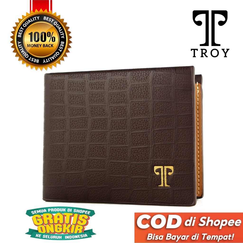 TOKOKOE - Dompet Pria Bahan Kulit Vegan Original - Troy Croco CR Series Black Coffee