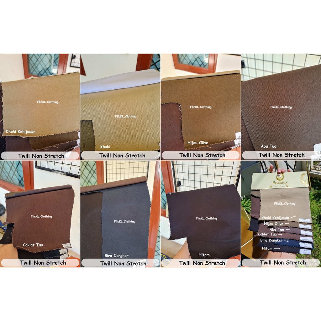 Bahan Kain Twill Non Stretch Twill 2010 Tidak Melar Katun Chino Non Stretch 20-10 Topi Bratatex