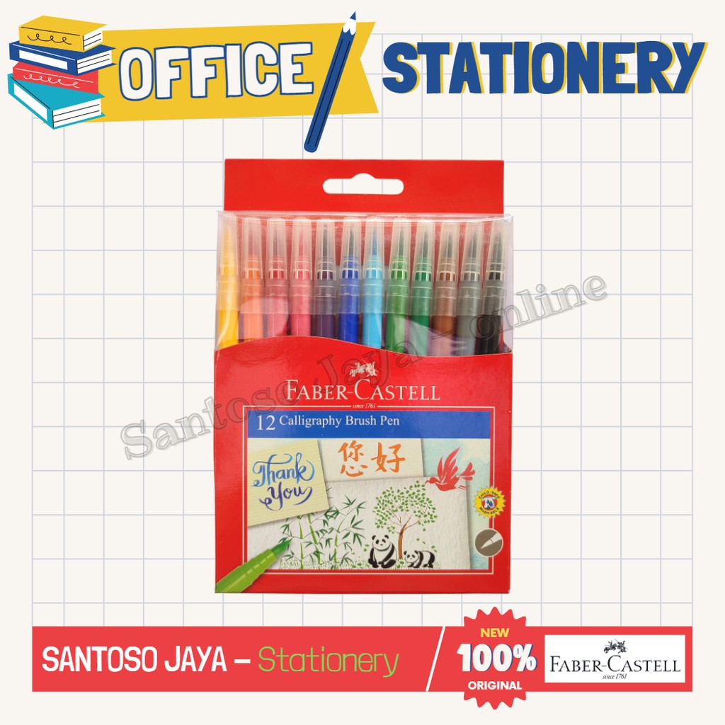 

CALLIGRAPHY Brush Pen FABER CASTELL 12 - Spidol Warna Kaligrafi isi 12