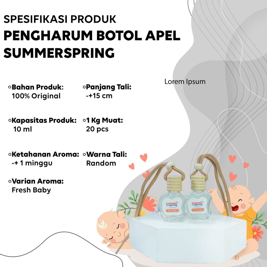 Pengharum Ruangan Aroma Fresh Baby Botol Apel Summer Spring Pengharum Mobil Kamar Aromaterapi Segar