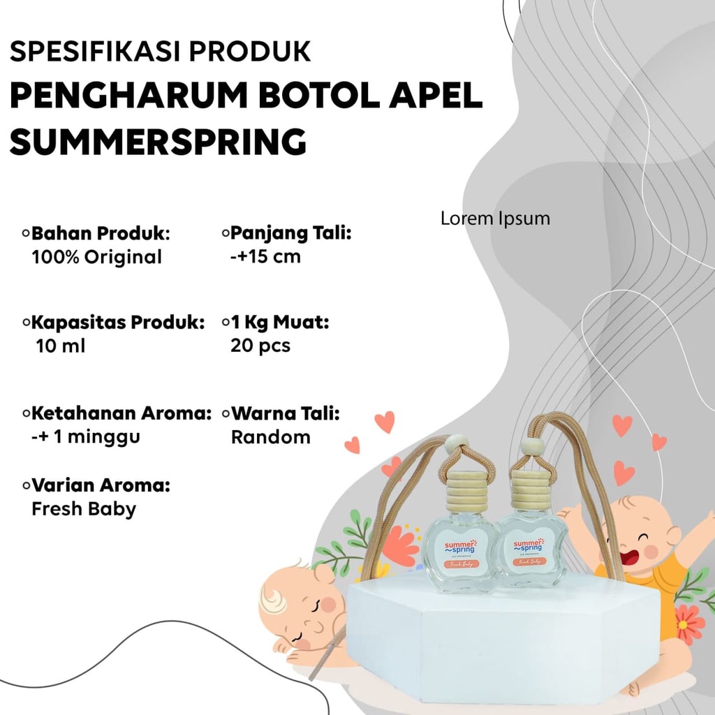 Parfum AC Mobil Aroma Fresh Baby Botol Apel Summer Spring Pengharum Mobil Kamar Aromaterapi Segar