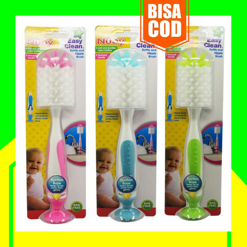 Nuby Bottle Brush With Suction Bottom Brush 2 in 1  / sikat botol nuby