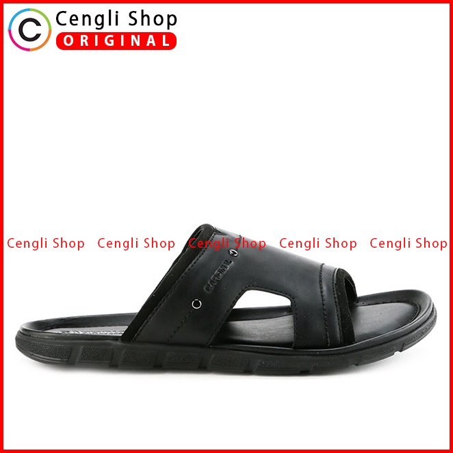 SANDAL SLIDE KULIT PRIA CARDINAL ORIGINAL CASUAL TERBARU HITAM CA36