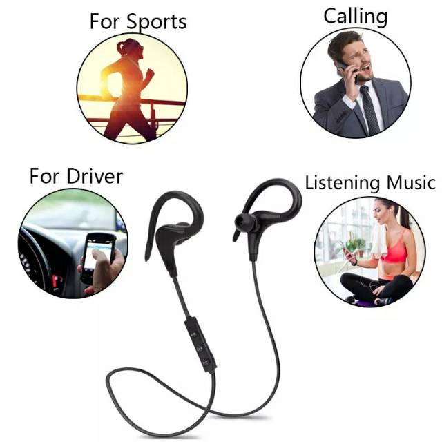 Overfly Bluetooth Headset Nirkabel Sport Earphone Bluetooth 4.1 Headphone dengan MIC