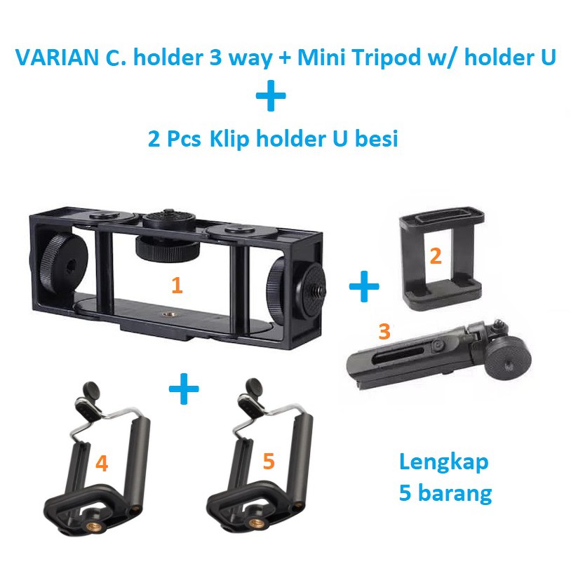 HOLDER MULTI CAMERA CLIP HP EXTENSION TRIPOD CABANG 3 LIVE BROADCAST