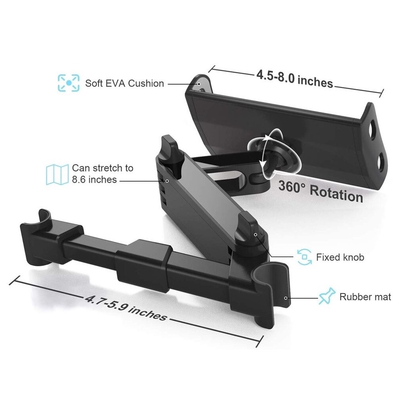 Dudukan tablet mobil Braket pemasangan ponsel Braket sandaran kursi mobil Bantalan belakang dudukan ponsel Penyesuaian teleskopik dudukan ponsel Braket malas mobil Braket kursi perjalanan Untuk dudukan tablet dan ponsel 4-11 inci