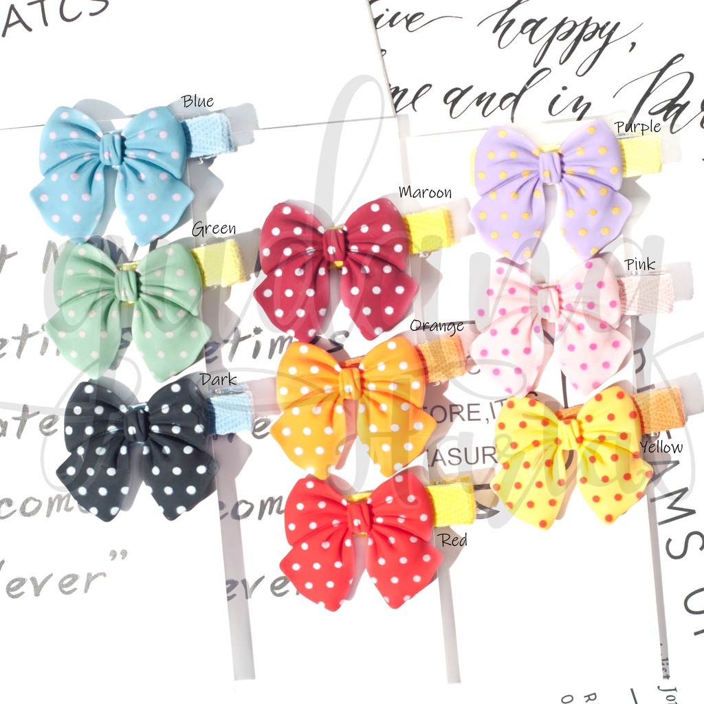 Jepit Rambut Pita Polkadot Warna Warni Jepit Lucu colorful Ribbon Hairclip GH 201194