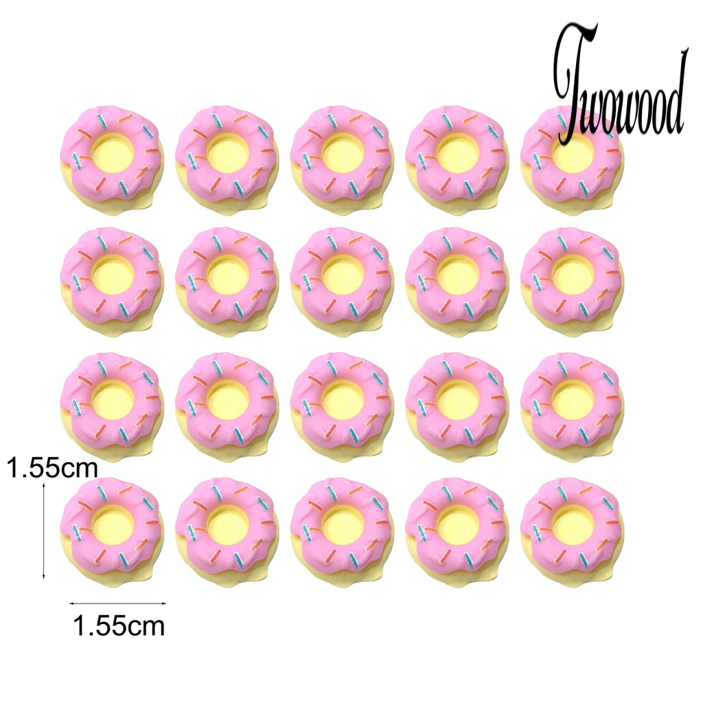 20 Pcs Aksesoris Kuku Bentuk Donat 3D Bahan Resin Untuk Perempuan