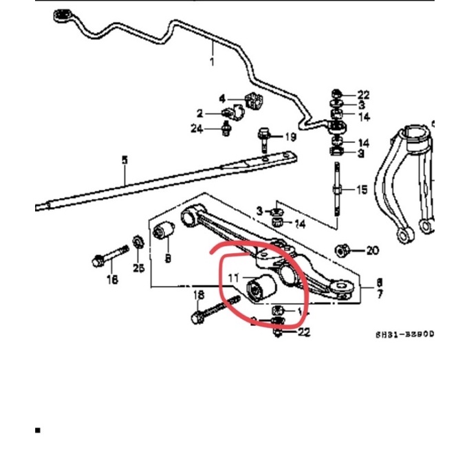 Bush Lower Arm Depan yang Besar Honda Grand Civic, Civic LX, Nova 1988 1989 1990 1991