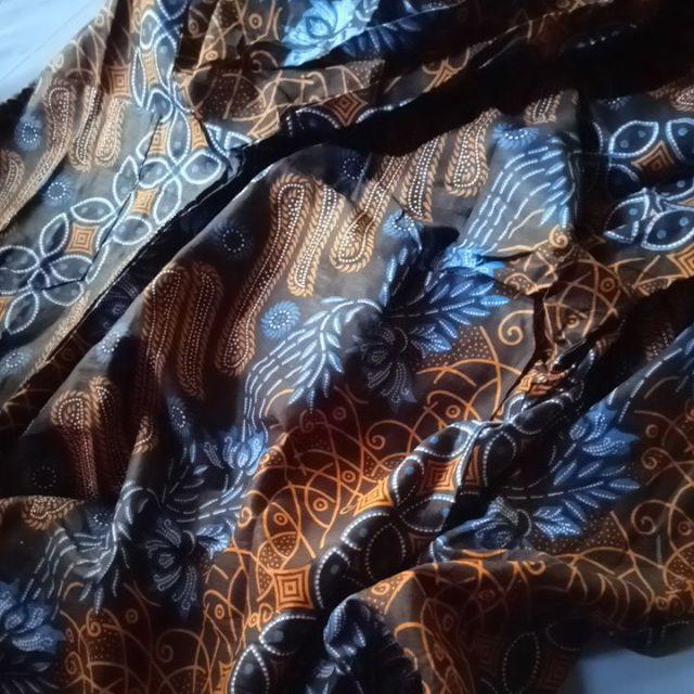 Manuk Peksi Merah Ori Florist Kemeja Batik Panjang Hem Pakaian Pria Seragam Batik Modern Batik Solo