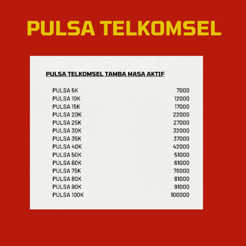 PULSA TELKOMSEL DARI 1K-5K