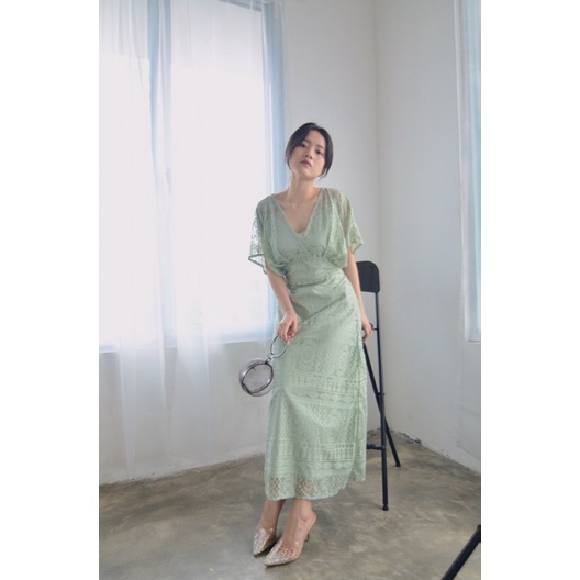 Selim Label Amira Long Dress Semi Kebaya Dress Pesta Maxi Dress Brokat