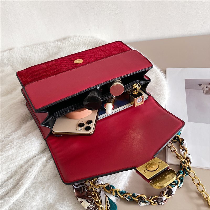 BJ81763 - BLACK/GRAY/GREEN/RED - TAS SLEMPANG SYAL SCARF TALI RANTAI IMPORT TAS WANITA FASHION IMPORT MODIS ELEGAN TERMURAH TERLARIS TERBARU BAGSTORE JAKARTA TAS BATAM GT1763