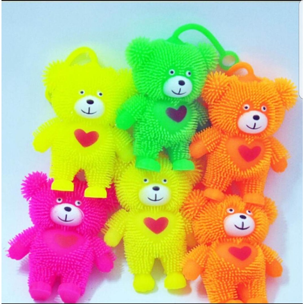 mainan bayi &amp; anak yoyo Ubur beruang lucu happy hati love teddy bear Lampu led Karet jelly mainan stress