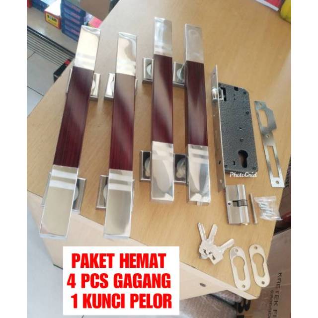 Kunci pintu murah lngkp 4 pcs pH ss UK 33 cm plus 1 set kunci pelor ss kunci pintu rumh murmer KUNCI