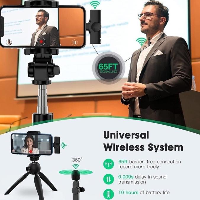 Mic Wireless Hp Vlog Youtuber Portable Mic for Iphone and Android STOK TERBATAS
