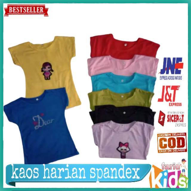 (COD)KAOS HARIAN ANAK KAOS SPANDEX 1-5 tahun