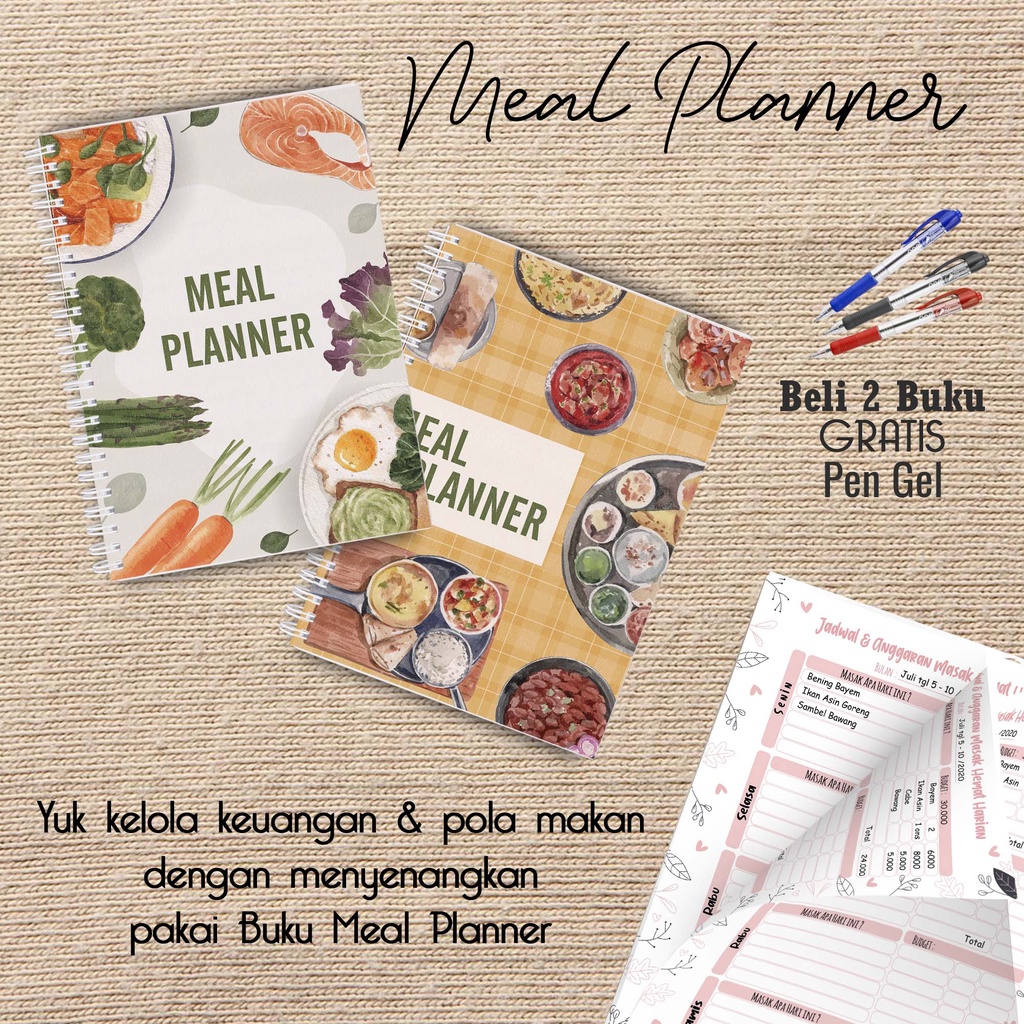 

Artomaringi Meal Planner / Jadwal Menu Hemat Harian Beli 2 Buku Gratis Pen Gel Kode MP01