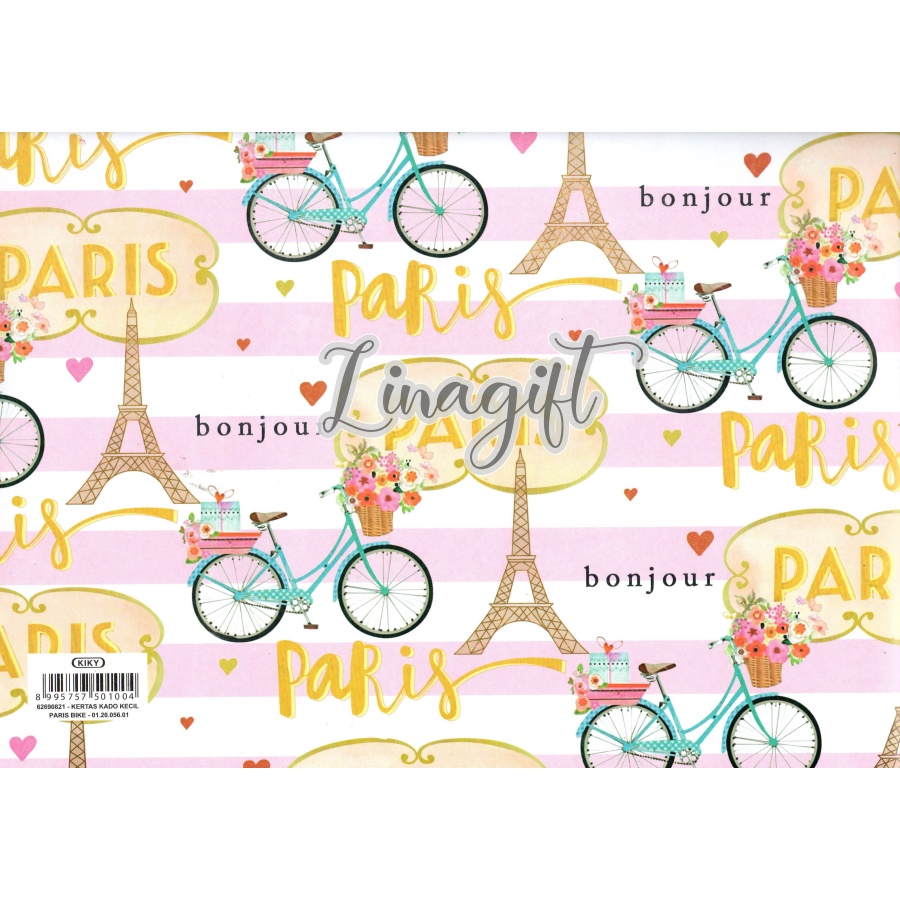 ( 5 Lembar ) PARIS KIKY - KERTAS KADO - GIFT WRAPPING PAPER PARIS TRAVEL EIFFEL CINEMA CLASSIC VINTAGE ROMANCE ROMANTIC WEDDING ENGAGEMENT VALENTINE LAMARAN TUNANGAN NIKAH PERNIKAHAN