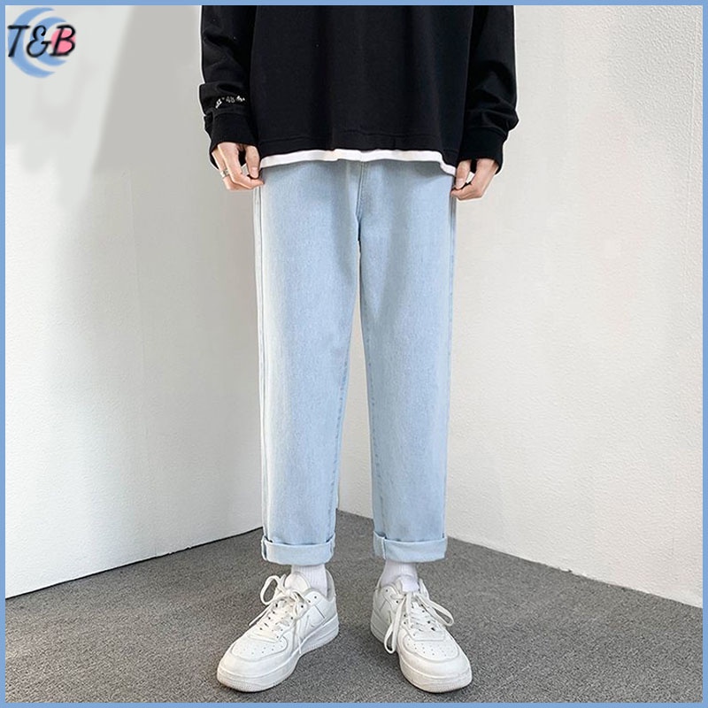 Celana longgar pria celana lebar pria celana kasual celana jeans panjang celana jens pria riped jeans pria celana jeans korea pria Jeans pria Korean