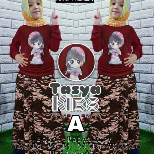 Tasya Kids Set Polos Army Bahan Babyterry New Arrival Ori Hanif