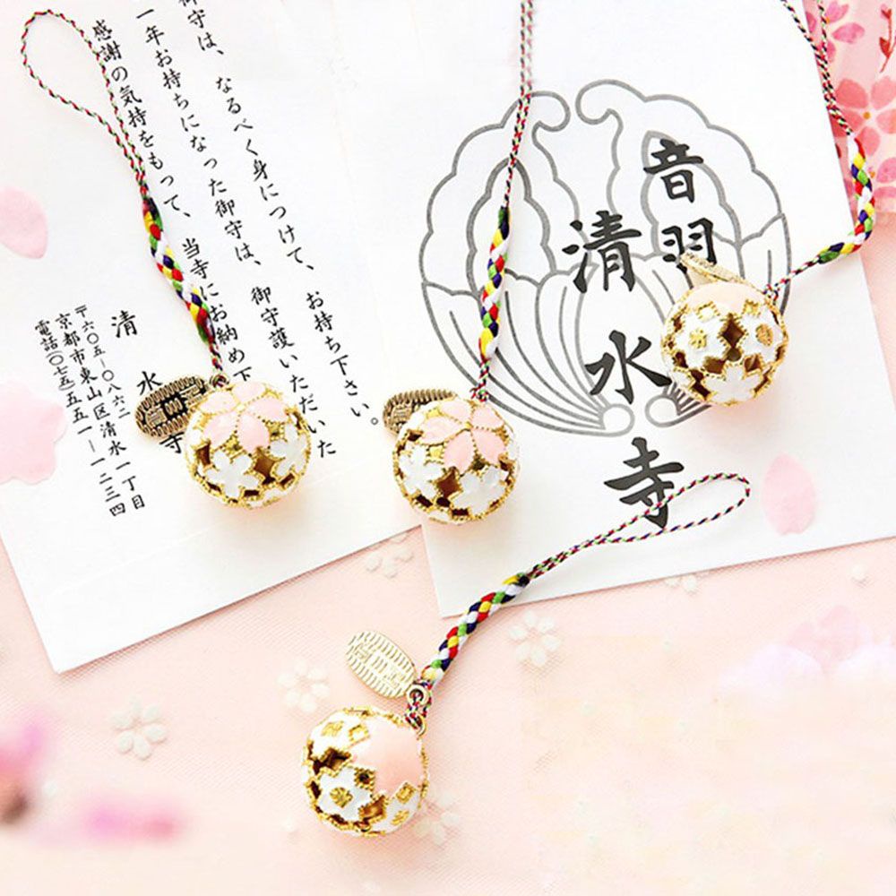 Needway  Japanese Keychain Cherry Blossoms Key ring Accessories Bring Good Luck Gift Charm Fashion Guardian Bell Jewelry/Multicolor