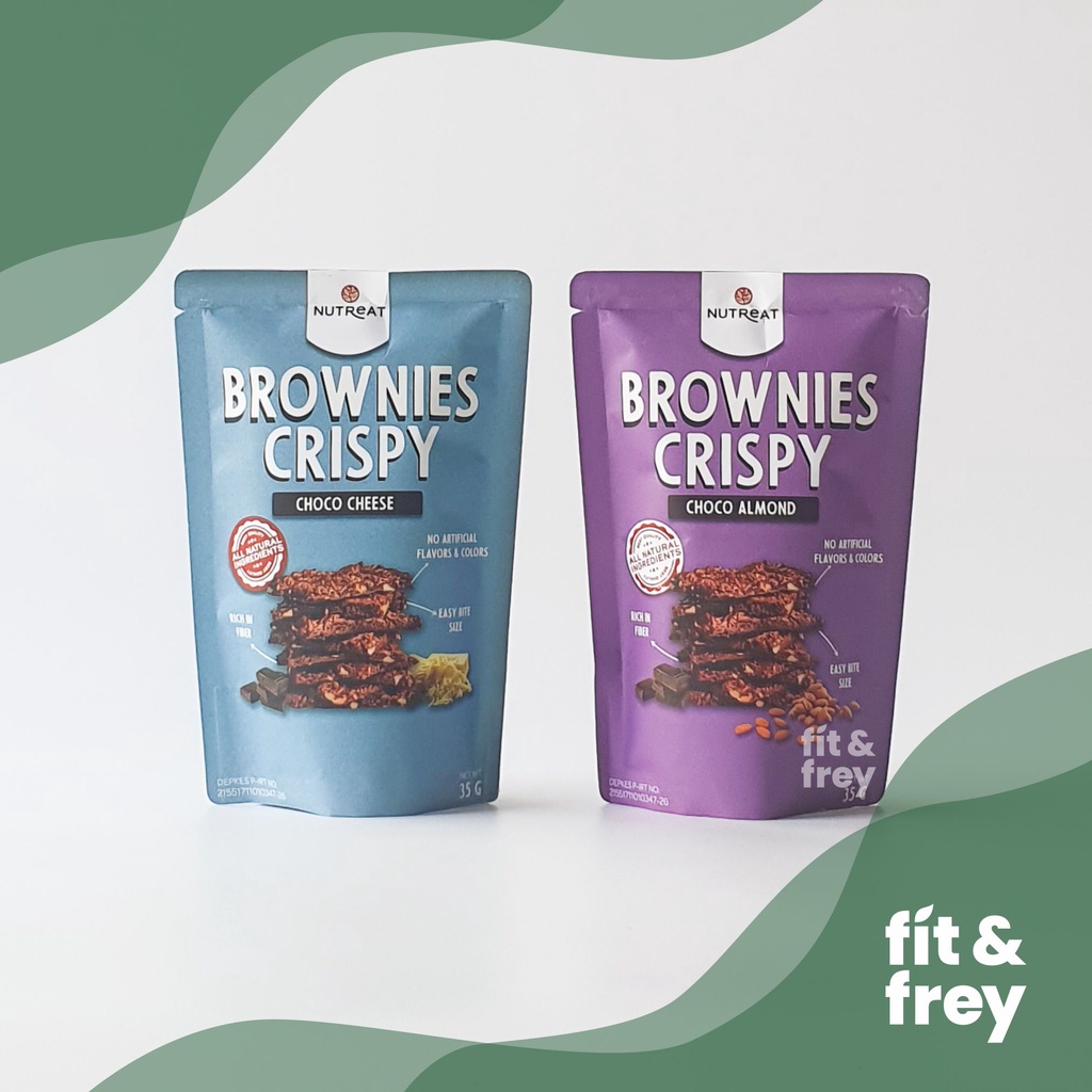 NUTREAT Brownies Crispy 35g - Choco Cheese / Choco Almond - Healthy Snack