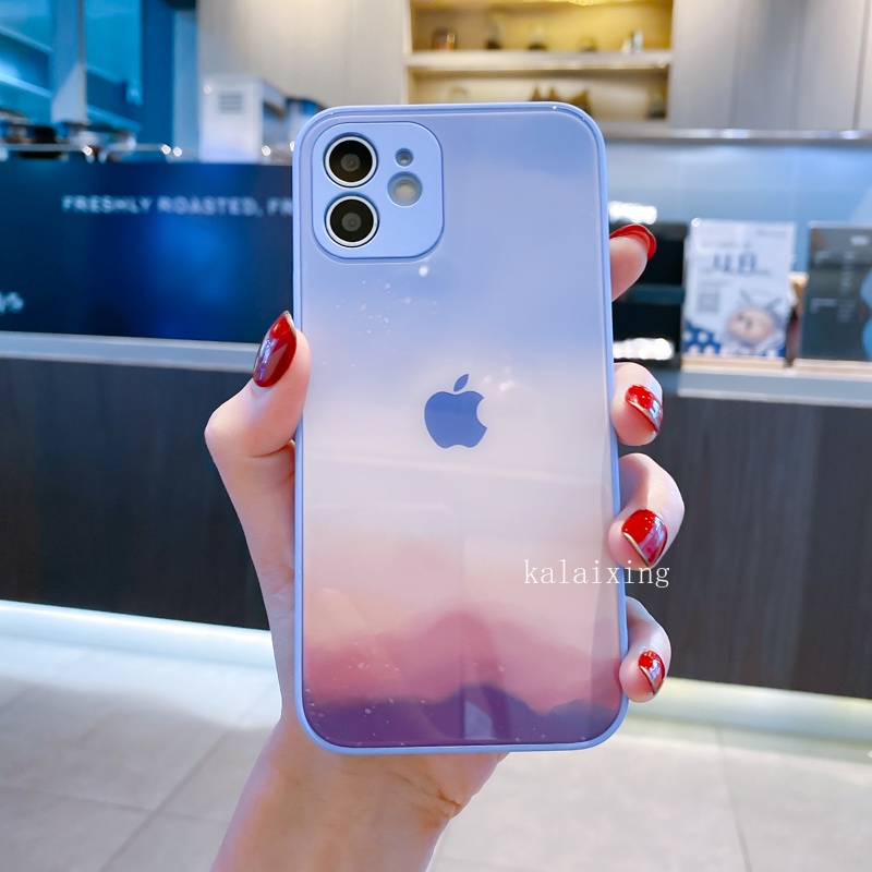 Tempered Glass Case untuk iPhone 13 Pro Max Xs Max XR X 12Pro 11ProMax 7Plus 8Plus Back Cover