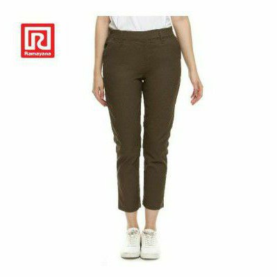 Ramayana Diesel House Ladies celana panjang karet belakang twill-Mocca