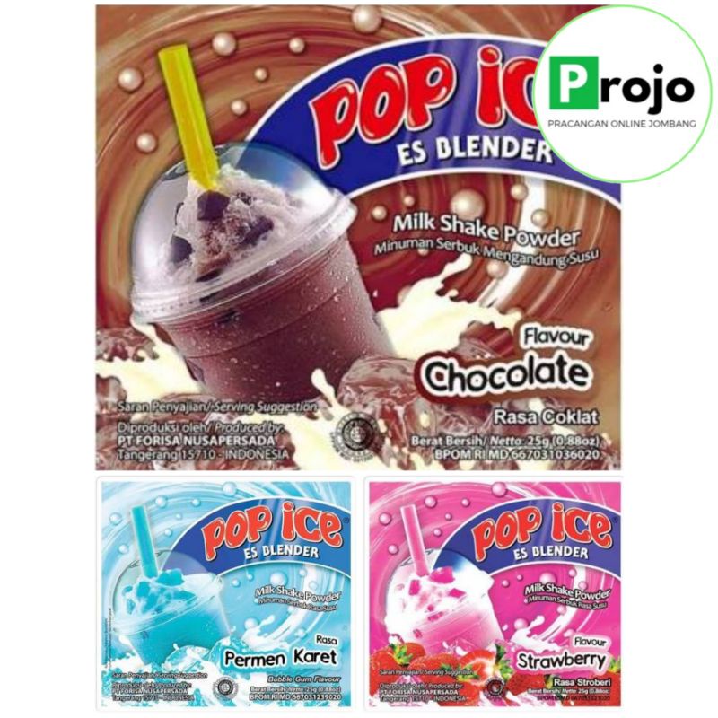 

Pop Ice Rasa Chocolate, Strawberry, Permen Karet Renceng